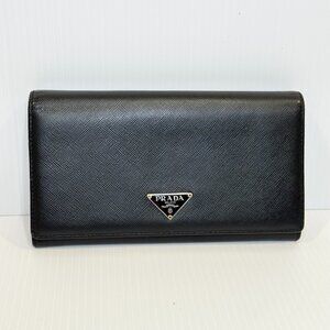 Prada Large Saffiano Leather Wallet Black